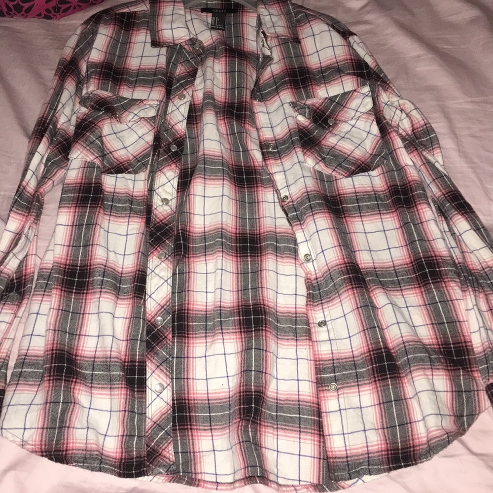 Plaid faded button down
